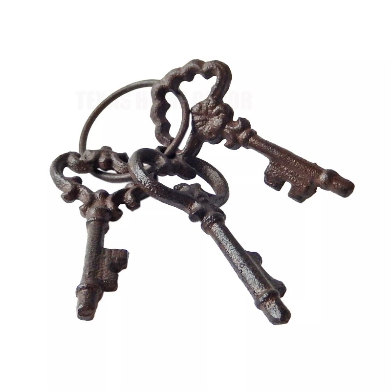 Cast Iron Skeleton Keys On A Ring Victorian Antique Style