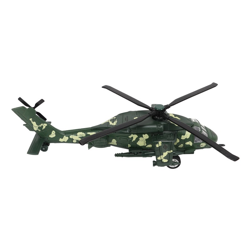 Diecast Metal Helicopter Model Sound Light Pullback Alloy Fighter Aircraft