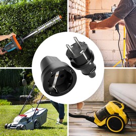 ABSINA greate 6x Schuko Stecker Kupplung 230V Aussenbereich - Gummistecker Kupplung Set mit Knickschutz, 2-polig, 230V, 16A & 3,7kW - IP44 Stecker und Kupplung 230V schwarz fr Au?enbereich - Schukostecker