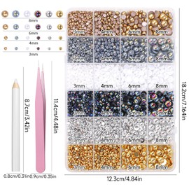 Gold Black Pearls Nail Charms 3/4/6/8mm Flatback Nail Pearls for Nails Art, Half Round ABS Brown Silver White Pearl Beads Gems for Nails Art DIY Crafting Face Hair Manicure DIY