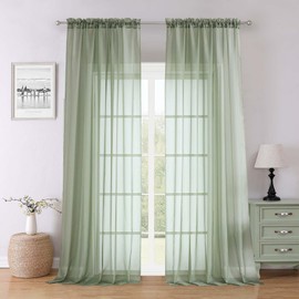 Lecloud - Cortinas traslúcidas de 96 pulgadas de largo, 2 paneles, cortinas traslúcidas de doble bolsillo para barra, elegantes cortinas de ventana filtrantes de luz para sala de estar, recámara