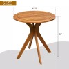 Costway 27" Outdoor Round Table X-Shape Solid Wood Coffee Side