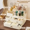 Makeup Organizer with Drawers and 360° Rotating Brush Holder,make up
