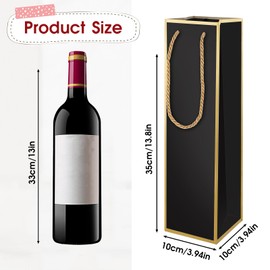 Styquenzer Wine Gift Bags 2 PCS Luxury Wine Bottle Gift Bags, 4"X4"X13.8" Reusable Liquor Bagwith Gold Foil Print, Gold Foil WineBag for Party Wedding Party Anniversary Champagne WineBag, White Black