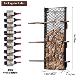 Oddwaxs Wine Rack Wall Mounted with Wine Cork Holder Decorative - bar Decorations for Home, Wine Lover Gift, Housewarming Gift, Home Bar Decor, Kitchen Decor