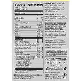 Electrolyte Powder Hydration Packets B12 Elderberry | Strawberry Lemon Twist Flavored 18 Stick Packs Box | Vegan and Plant-Based Sugar Free