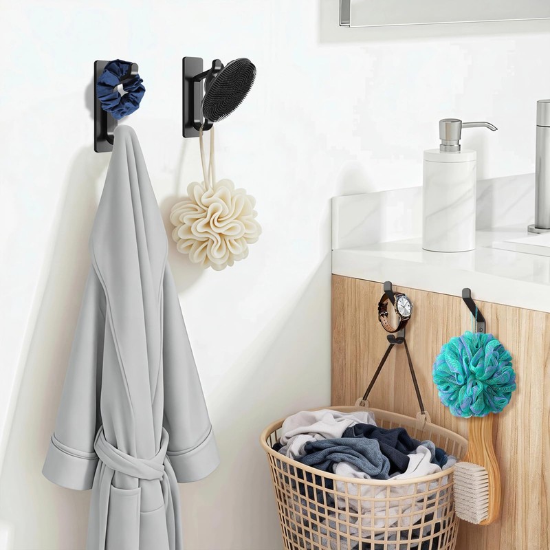 DaskFire Metal Towel Hooks 6 Packs, 3 Adhensive Coat Hangers