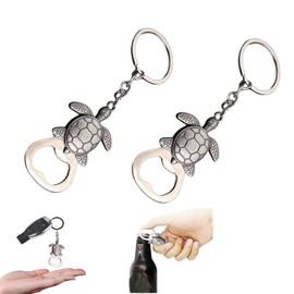 2Pcs Bottle Opener Keychain Turtle Kitchen Beverage Bottle Openers Portable Camp Beer Opener