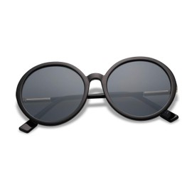 SOJOS Vintage Round Sunglasses for Women Classic Retro Designer Style SJ2121 with Black Frame/Grey Lens