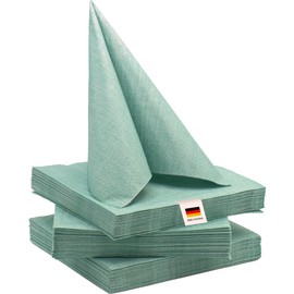 100% Mosel Napkins, Pack of 60 (33 x 33 cm), in Eucalyptus Green, Elegant Table Decoration for Wedding, Communion, Confirmation, Christening and Birthday