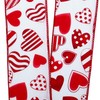 2 1/2" X 10 Yards Red Hearts On White Wired