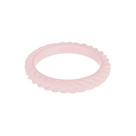 QALO Women's Rubber Silicone Ring, Stackable Braid Rubber Wedding Band, Breathable, Durable Engagement Silicone Ring, 3.3mm Wide 2.5mm Thick, Blush, Size 7