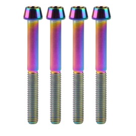 Wanyifa Titanium Ti M6 x 10 16 18 20 25 30 35 40 45 50 55 60 65mm Allen Hex Screw Socket Cap Tapered Bolt pack of 4 (M6X65mm, Rainbow)