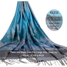 Women's Pashmina Shawl Paisley Pattern Scarf Tassels Wrap Colorful Ethnic (2026-Blue)