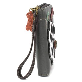 CHALA Zip Around Wallet, Wristlet, 8 Credit Card Slots, Sturdy Pu Leather - B&W Paw Print - Gray