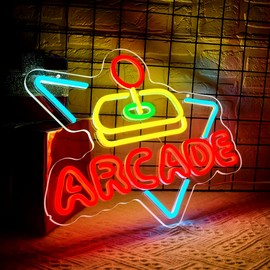 Arcade Neon Sign for Wall Decor Gamer LED Light Up Sign for Game Room Gaming Neon Lights for Boys Bedroom Man Cave Garage Party Birthday Cool Gifts for Gamers Men Teen Boys Size 15.7*12.6in（GLND381）