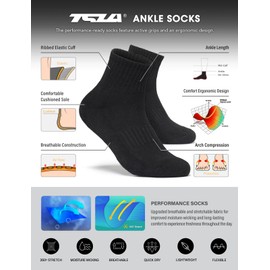 TSLA 3 Pairs Men and Women Athletic Short Crew Socks, Cotton Blend Cushion Quarter Socks, Sport Running Socks tmMZS403-JPB Medium