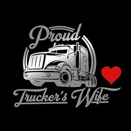 Imagnt Studio Proud Trucker's Wife Decal, Bumper Sticker (8 x 6 inches, Silver)