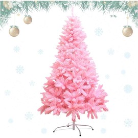 Christmas Tree with Metal Stand, 4FT Pink Artificial Christmas Tree with 300 Branches Tips, Easy Assembly Unlit Xmas Tree for Christmas Decorations