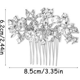 Wedding Hair Accessories for Women, French Hair Combs Slides Vintage Rhinestone Crystal Side Combs Accessories for Girls Bridal Fine Hair