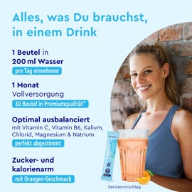 Hydro Reload* Elektrolyt Pulver für Flüssigkeitshaushalt - 30 Beutel - Kalium & Magnesium für Elektrolytgleichgewicht - Isotonisch & Zuckerarm - Mit Orangengeschmack