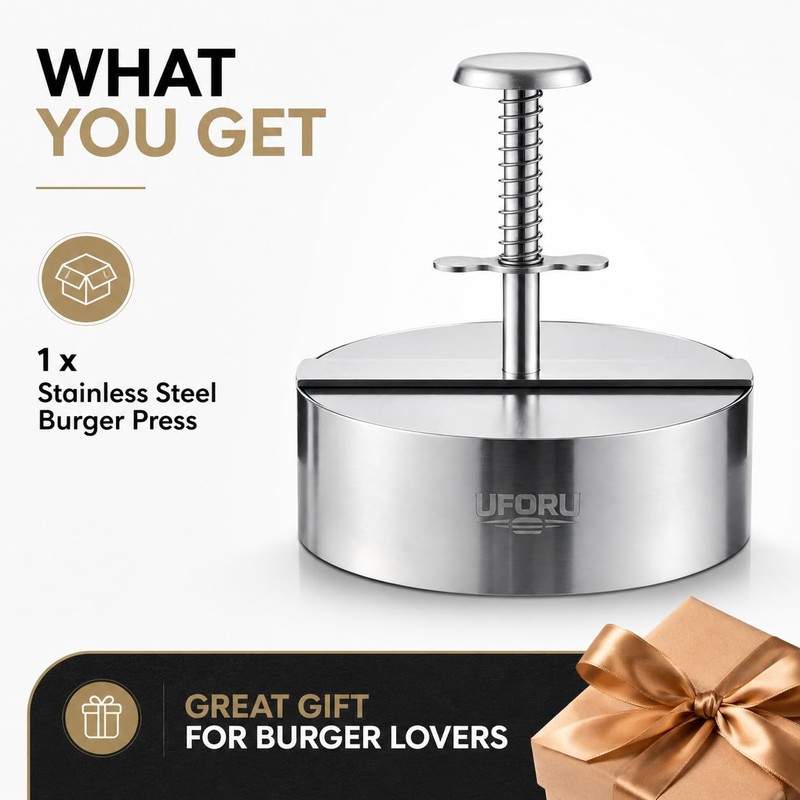 UFORU 4.5 Inch Burger Press,304 Stainless Steel Hamburger Patty Maker,Heavy