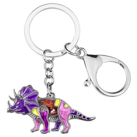 RAIDIN Enamel Alloy Cute Dinosaur Keychain for Women Girls Dragon Key Ring for Key Car Purse Backpack (Triceratops V)