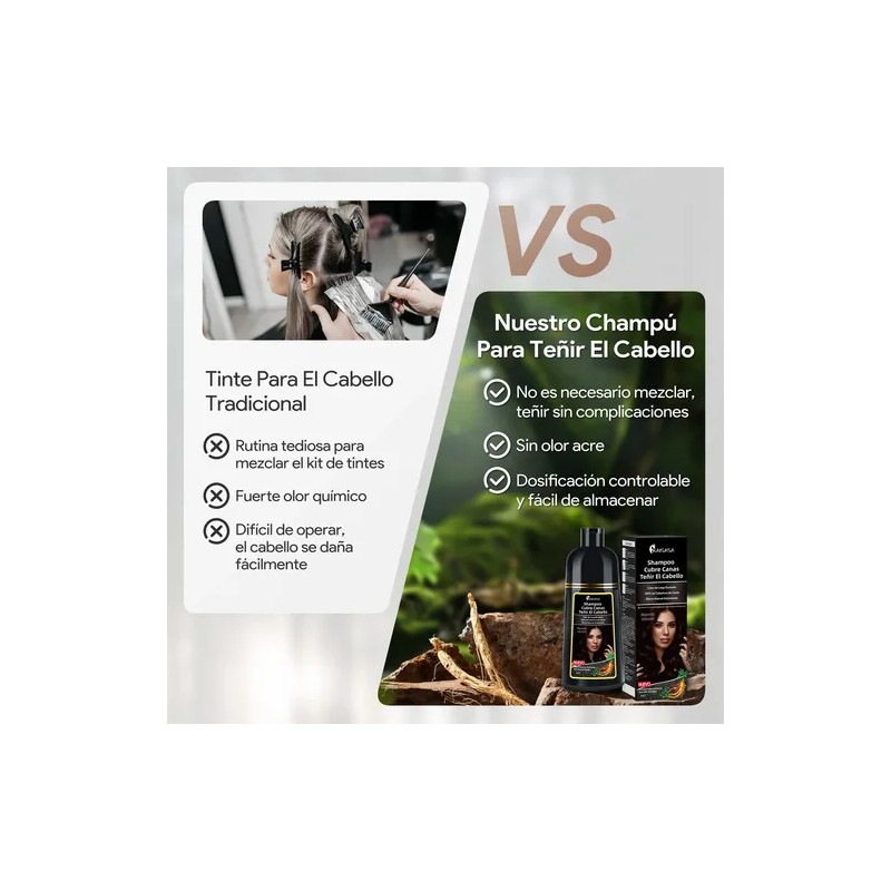Shampoo Tinte Instantáneo Cubre Canas Natural Jengibre 500ml