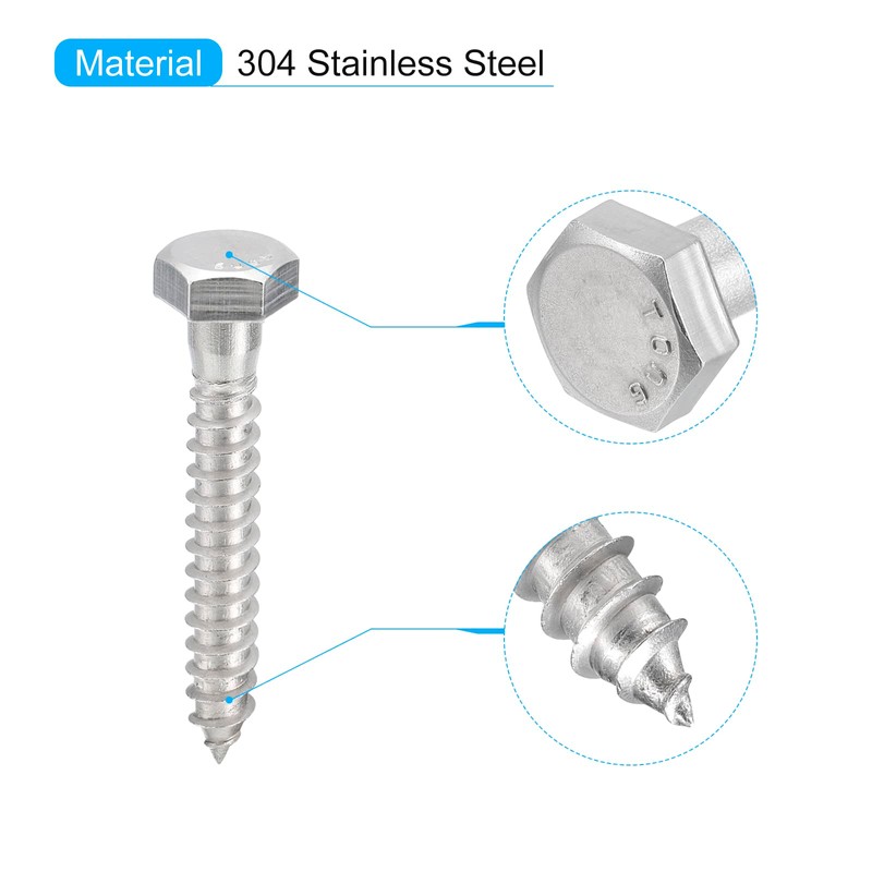 sourcing map Hex Head Lag Screws Bolts, 10pcs 5/16" x