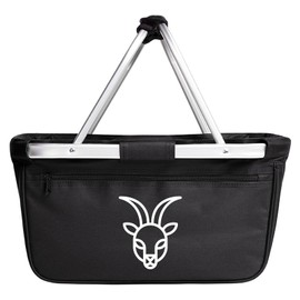 Huuraa Foldable Shopping Basket Capricorn Zodiac Symbol Gift 20 Litre Carry Basket Black Capricorn Gift Idea
