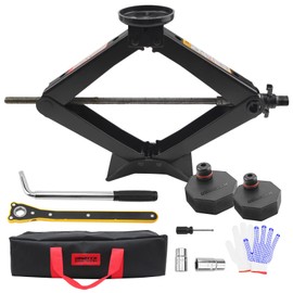 URMECCH 3-Ton Scissor Jack Kit for Ford Mustang Mach-E 2021-2024 with Rubber Jack Pad, Car Spare Tire Repair Tools for Car Ford, Tire Changing Tools Kit for Ford with L-Wrenches（17/19/21/23mm）