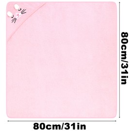Lvefyti Hooded Towel Baby, 80 x 80 cm Baby Towel Hooded Baby Bath Towels Coral Fleece Baby Towel with Hood Children's Towel Bath Towel Towels for Babies Newborns (Pinke Cat)