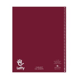 Roaring Spring Left Handed Spiral Lefty Notebook, 100 Sheets 1 Subject College Ruled, 11" x 9", Double Pocket, Made in USA, Assorted Color Saranac Covers Single Book