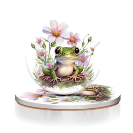 Car Cup Holder Coaster, Frog 2 Pack Absorbent Ceramic Coaster, Car Coasters for Cup Holders, Cute Car Assecories Drink Coaster for Women Men