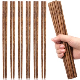 10 Pairs of Wooden Chopsticks, Reusable Japanese Chopsticks, Chinese All Natural Unfinished Chopsticks for Asian Tableware Chopsticks, 25 cm, Non-Slip Chopsticks for Sushi