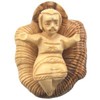 Holy Land Market Olive Wood Baby Jesus in Cradle – Hand-Carved in Bethlehem – Includes Certificate of Authenticity & Nativity Story Booklet – Genuine Holy Land Olive Wood Nativity (3 Inches)