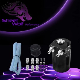 StreetWolf Performance Oil Catch Can Reservoir Baffled Tank Breather Universal Black Fits Chrysler