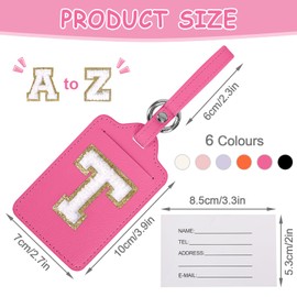 Initial Letter Luggage Tag for Suitcase, Cute Luggage Bag, Waterproof PU Leather Travel Luggage Tag, Suitcase Identifier Name Tag, Monogrammed Suitcase Tags, Bag Tags for Handbags(Rosered-White T)
