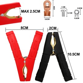 HuaLiSiJi Jump Lead Clamps 500A Car Battery Alligator Clips Jumper Cable Clamps Pure Copper, with Insulating Sheath for Cars,Trucks, Ships (500A 2PCS)