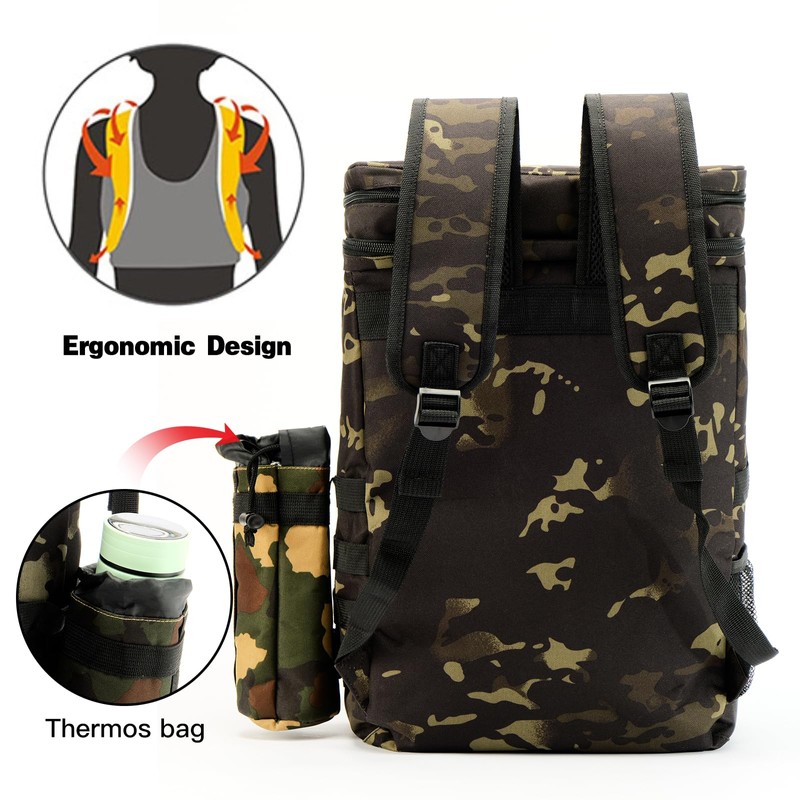 UMUFUKA Double Insulated Backpack Cooler, 35L Capacity, Camo Black, Tactical