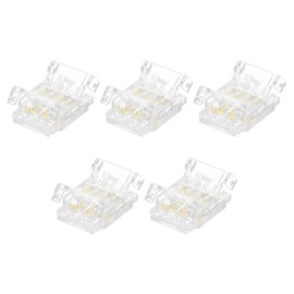 Sourcing Map 5 Pcs LED Strip Connector 4 Pin 10mm to Wire Connectors for Light Strips - Transparent Solderless Adapter for Surface Mount Device LED Strips