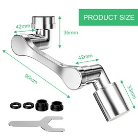 Ghazpmuk Tap Attachment, Rotating Tap Attachment, 1080° Rotating Multifunctional Extension Tap with Aerators, Rotating Tap Extension with Adapter, for Bathroom and Kitchen