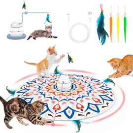 Tyasoleil 4 in 1 Smart Cat Toys, Interactive Cat Toys, Cat Toys for Indoor Cats Adult, Upgrade Motor, Automatic Cat Toy - 3 Modes Indoor Cat Toys, Electronic Cat Feather Kitten Toy
