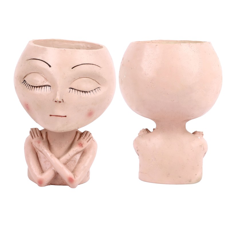 Face Head Planter Succulent Plant Flower Pot Resin Container Face