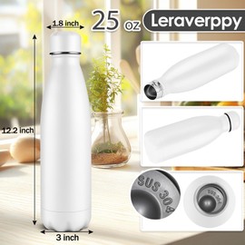 Leraverppy 25oz Cola-Bottle Shaped Stainless Steel Leak-proof Water Bottle,Double Wall Vacuum Insulated Metal,Travel Mug For Sports Indoors & Outdoors,BPA-Free School Kids Flasks,White(1 Pack)