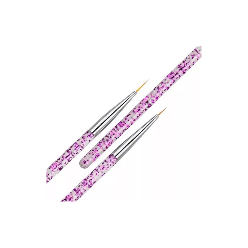 Veraly Pinceles Profesional Para Mano Alzada Decoración Uñas 3pz