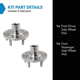 TRQ Front Wheel Hub Driver Left Side & Passenger Right Side 2 Piece Set for 2013 2014 2015 2016 2017 2018 2019 Ford Escape 2015 2016 2017 2018 2019 Lincoln MKC