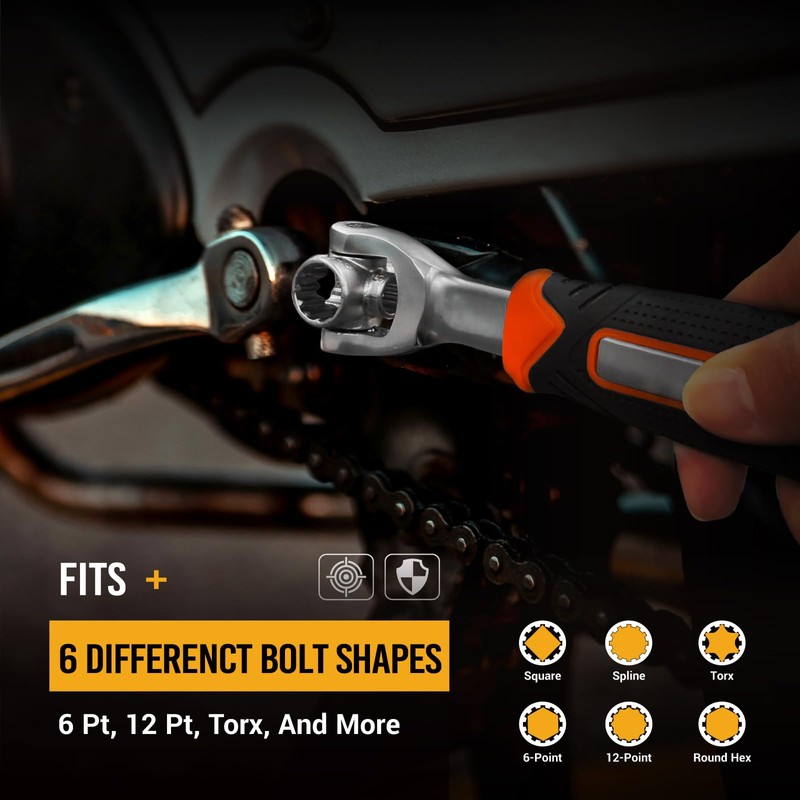 EWK 48-in-1 Universal Ratchet Wrench, 8 Sizes x 6 Shapes,