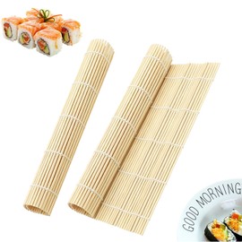 LIYANHU 2 PCS Sushi Mat, Bamboo Sushi Rolling Mat, Sushi Rolling Mat, Sushi Roller, DIY Sushi Roller Mold Maker Helper for Beginner, Rolling Mat
