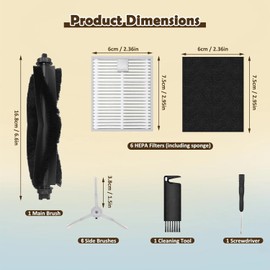 L60 Accessories Kit Replacement Compatible with Eufy L60 / L50 Robot Vacuum, Accessories Kit 6 Side Brushes, 6 Filters, 1 Roller Brush, 1 Screwdriver, 1 Cleaning tool, 15 pack
